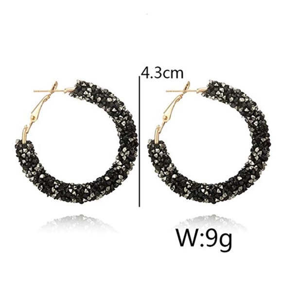 NEW!๐๐GLITTERING RESIN!๐คBLACK๐คDRUZY HOOPS!๐๐ - Picture 4 of 8